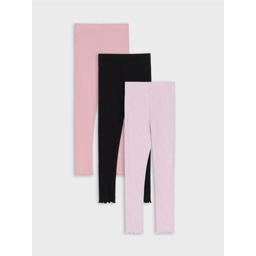 Sinsay - Prążkowane legginsy 3 pack - wielobarwny ze sklepu Sinsay w kategorii Spodnie dziewczęce - zdjęcie 185895506