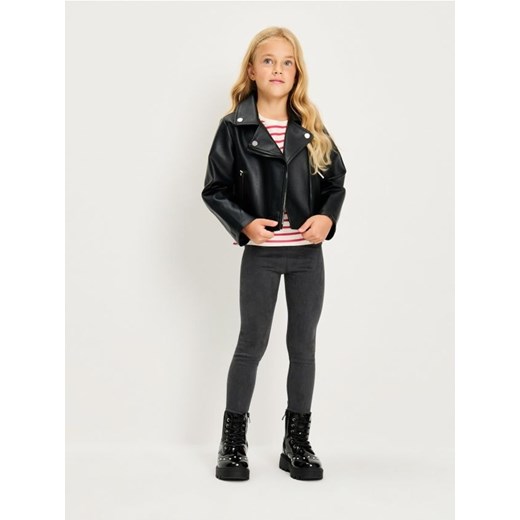Sinsay - Legginsy z imitacji zamszu - szary ze sklepu Sinsay w kategorii Spodnie dziewczęce - zdjęcie 185895507