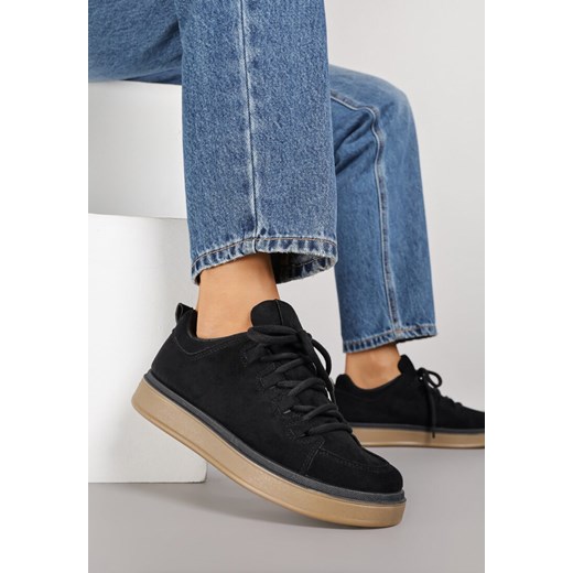 Czarne Sneakersy z Ozdobnymi Przeszyciami Zailera ze sklepu renee.pl w kategorii Buty sportowe damskie - zdjęcie 185896047