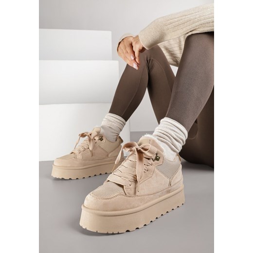Ciemnobeżowe Sneakersy Śniegowce o Fasonie Sneakersów na Platformie Velavine ze sklepu renee.pl w kategorii Buty sportowe damskie - zdjęcie 185896627