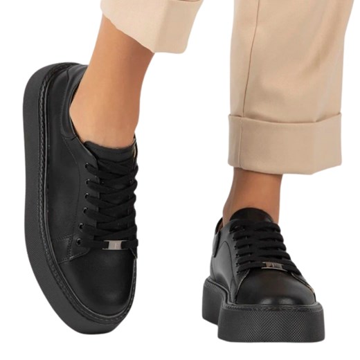 Skórzane sneakersy Filippo DP6119/25 czarne lico ze sklepu butyolivier w kategorii Półbuty damskie - zdjęcie 185896837
