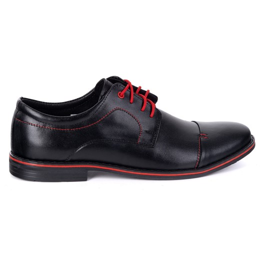 Buty męskie skórzane eleganckie 276LU czarne z czerwonym ze sklepu butyolivier w kategorii Buty eleganckie męskie - zdjęcie 185896958