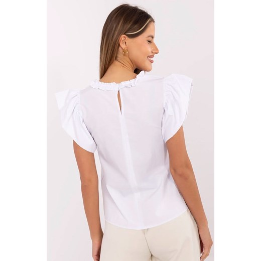 Bawełniana bluzka damska biała LK-BZ-506781-1.12, Kolor biały, Rozmiar 36, Lakerta ze sklepu Intymna w kategorii Bluzki damskie - zdjęcie 185897055