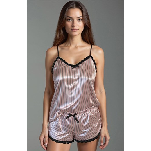Pierre Cardin satynowa piżama damska Donna, Kolor różowy-paski, Rozmiar L, Pierre Cardin ze sklepu Intymna w kategorii Piżamy damskie - zdjęcie 185897239