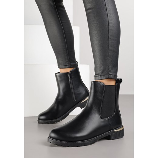 Czarne Botki w Stylu Sztybletów z Elastyczną Wstawką Kanelle 39 born2be.pl