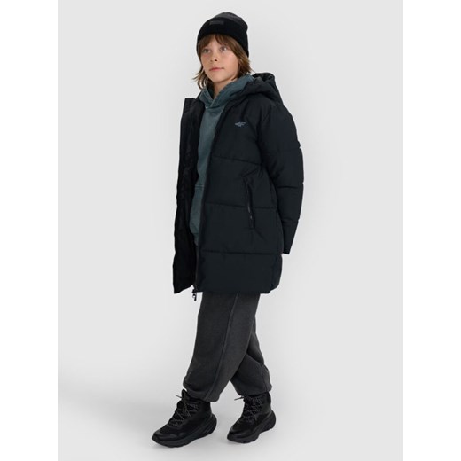 Chłopięcy płaszcz zimowy 4F 4FJRAW25TTJAM1069 - czarny ze sklepu Sportstylestory.com w kategorii Kurtki chłopięce - zdjęcie 185900236