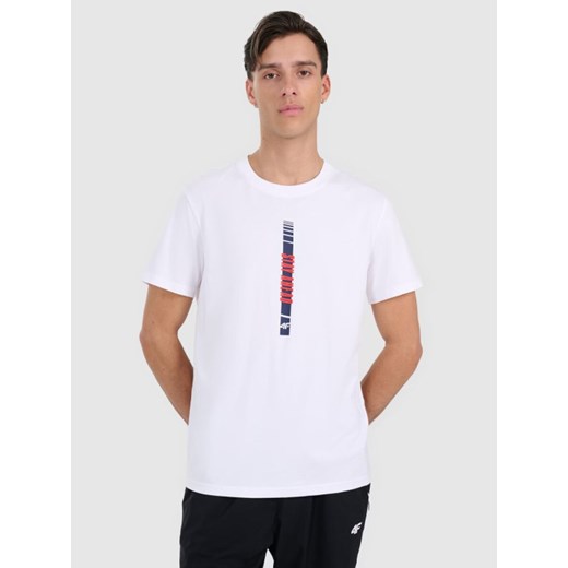 Męsksi t-shirt z nadrukiem 4F 4FRAW25TTSHM3225 - biały ze sklepu Sportstylestory.com w kategorii T-shirty męskie - zdjęcie 185900437