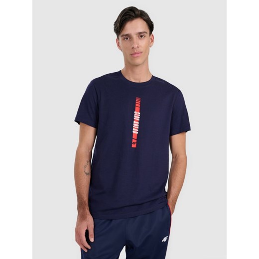 Męsksi t-shirt z nadrukiem 4F 4FRAW25TTSHM3225 - granatowy ze sklepu Sportstylestory.com w kategorii T-shirty męskie - zdjęcie 185900446