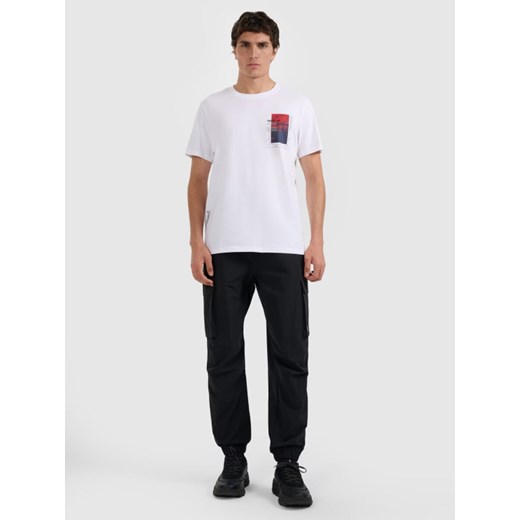 Męski t-shirt z nadrukiem 4F 4FRAW25TTSHM3256 - biały ze sklepu Sportstylestory.com w kategorii T-shirty męskie - zdjęcie 185900517