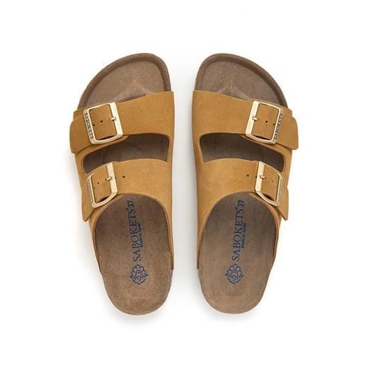 SABOKETS Skórzane klapki w kolorze jasnobrązowym Sabokets 39 okazyjna cena Limango Polska