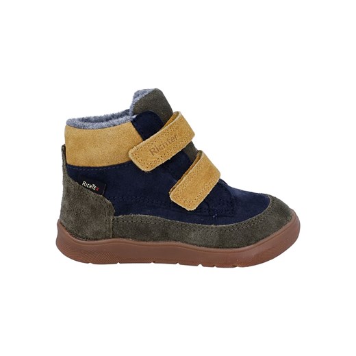 Richter Shoes Skórzane buty w kolorze granatowo-żółto-oliwkowym do chodzenia na boso ze sklepu Limango Polska w kategorii Buciki niemowlęce - zdjęcie 185908019