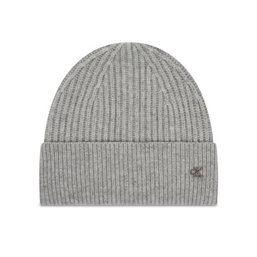 Czapka Calvin Klein Ck Metal Wool Beanie LV04D8032G Szary ze sklepu eobuwie.pl w kategorii Czapki zimowe damskie - zdjęcie 185908878