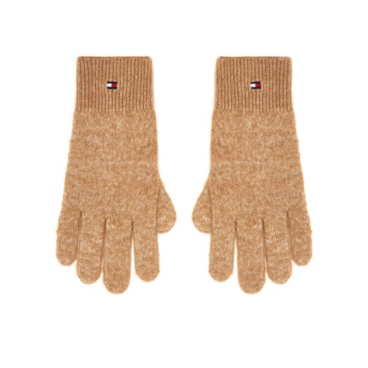 Tommy Hilfiger Rękawiczki Damskie Flag Fluffy AW0AW17797 Beżowy ze sklepu MODIVO w kategorii Rękawiczki damskie - zdjęcie 185913059