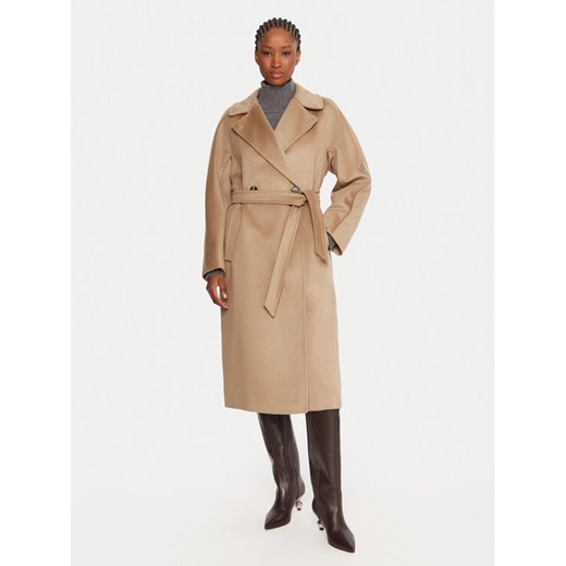 Weekend Max Mara Płaszcz wełniany Resina 2525016102 Beżowy Regular Fit ze sklepu MODIVO w kategorii Płaszcze damskie - zdjęcie 185913148