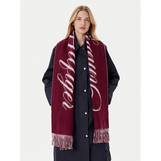 Tommy Hilfiger Szalik Script Logo AW0AW17786 Bordowy ze sklepu MODIVO w kategorii Szaliki i chusty damskie - zdjęcie 185913597