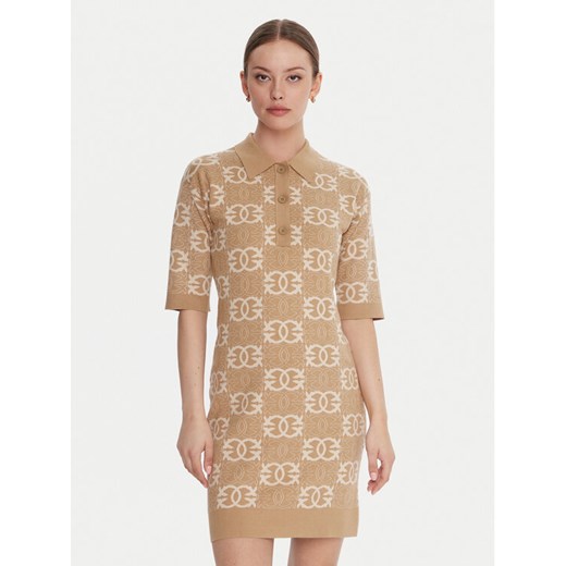PINKO Sukienka dzianinowa Nothing 106039 A2YD Beżowy Regular Fit ze sklepu MODIVO w kategorii Sukienki - zdjęcie 185914036