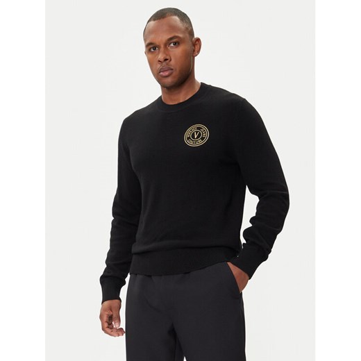 Versace Jeans Couture Sweter 79GAFM00 CMH81 Czarny Regular Fit ze sklepu MODIVO w kategorii Swetry męskie - zdjęcie 185914097