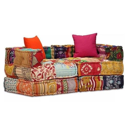 Kolorowa sofa Patchwork modułowa 2-osobowa - Montanex 3D ze sklepu Edinos.pl w kategorii Sofy i kanapy - zdjęcie 185919795