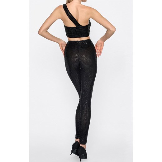 Marilyn cekinowy top damski na jedno ramię Luna, Kolor czarny, Rozmiar L, Marilyn S Primodo