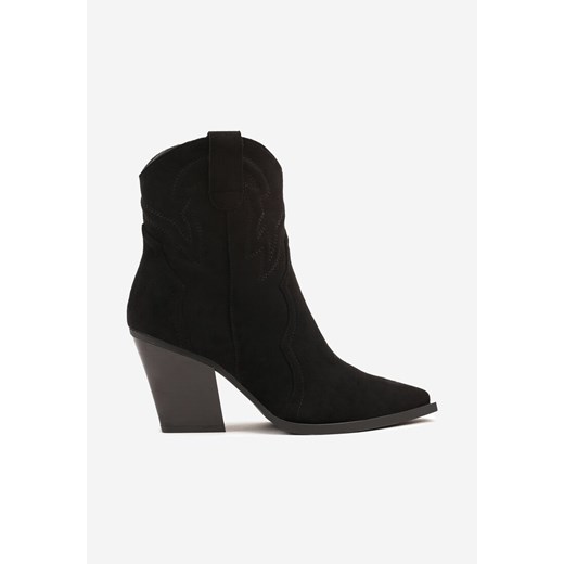 Czarne Botki Typu Kowbojki na Stożku z Haftem Aretanne Renee 36 renee.pl