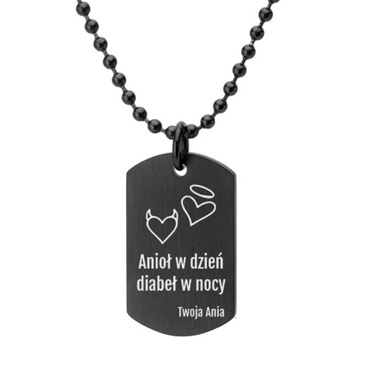 Czarny satynowany nieśmiertelnik do grawerunku na prezent dzień chłopaka ze sklepu manoki.pl w kategorii Naszyjniki męskie - zdjęcie 185922237