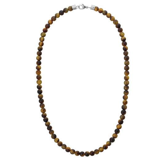 Naszyjnik unisex z naturalnych matowych brązowych kulek tygrysiego oka dla mężczyzn i kobiet 50 cm ze sklepu manoki.pl w kategorii Naszyjniki męskie - zdjęcie 185922248