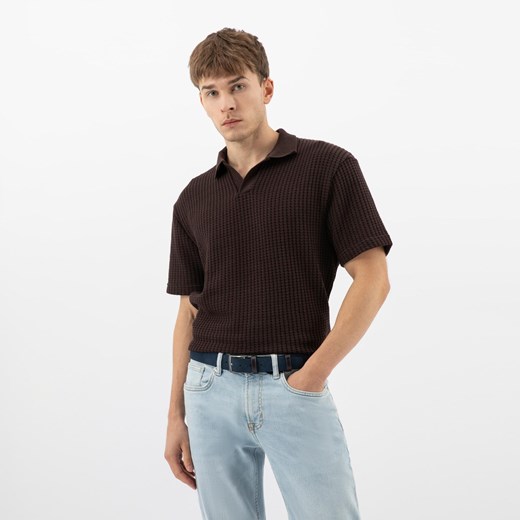 Wojas Granatowy Pasek Męski Z Brązowymi Elementami Ze Skóry Licowej ze sklepu Wojas w kategorii Paski męskie - zdjęcie 185922679