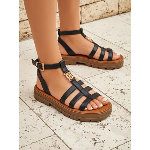 Royalfashion Sandały damskie typu rzymianki Golden Livia ze sklepu royalfashion.pl w kategorii Sandały damskie - zdjęcie 185923477
