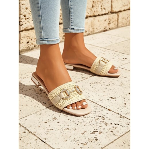 Royalfashion Damskie klapki plecione z ozdobą Aeterna ze sklepu royalfashion.pl w kategorii Klapki damskie - zdjęcie 185923488