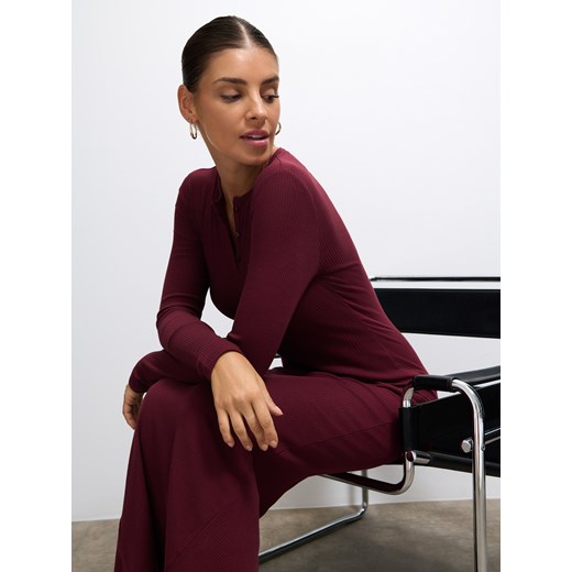 Mohito - Dzianinowa bordowa sukienka midi - kasztanowy Mohito L Mohito