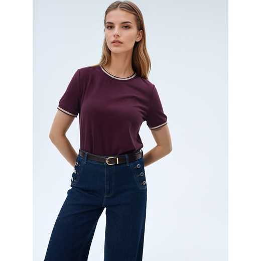 Mohito - Burgundowa bluzka z krótkim rękawem - kasztanowy Mohito M Mohito