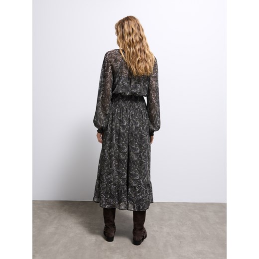 Mohito - Szyfonowa sukienka maxi we wzory - zielony Mohito 36 Mohito