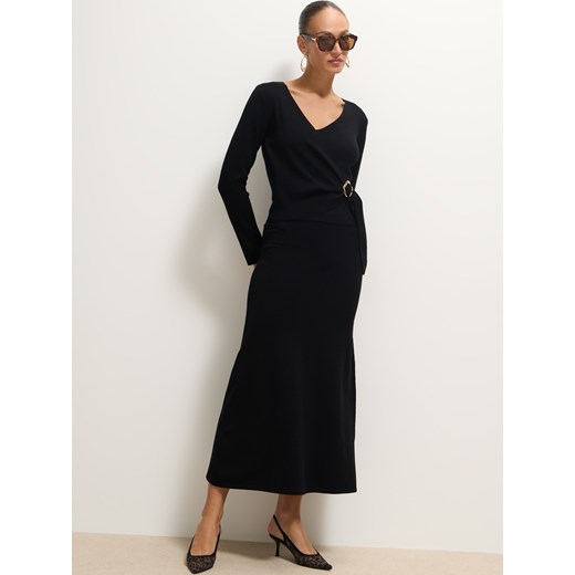 Mohito - Swetrowa czarna spódnica midi - czarny Mohito M Mohito