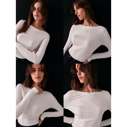 Mohito - Dopasowana kremowa bluzka - kremowy Mohito S Mohito