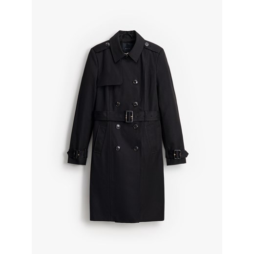Mohito - Czarny trencz z paskiem - czarny ze sklepu Mohito w kategorii Płaszcze damskie - zdjęcie 185926935
