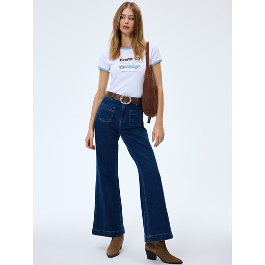 Mohito - T-shirt z nadrukiem - błękitny ze sklepu Mohito w kategorii Bluzki damskie - zdjęcie 185927626