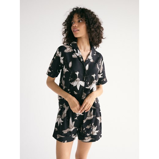 Reserved - Dwuczęściowa piżama z nadrukiem - czarny ze sklepu Reserved w kategorii Piżamy damskie - zdjęcie 185928737