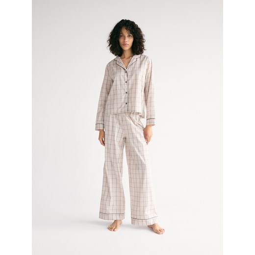 Reserved - Dwuczęściowa piżama w kratę - beżowy ze sklepu Reserved w kategorii Piżamy damskie - zdjęcie 185928877