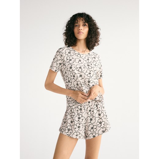 Reserved - Dwuczęściowa piżama - kremowy ze sklepu Reserved w kategorii Piżamy damskie - zdjęcie 185929027