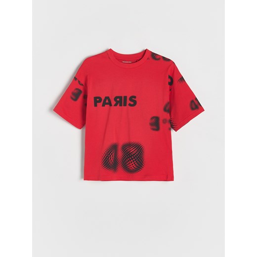Reserved - Bawełniany t-shirt z nadrukiem - czerwony Reserved 146/152 (10-11 lat) Reserved wyprzedaż