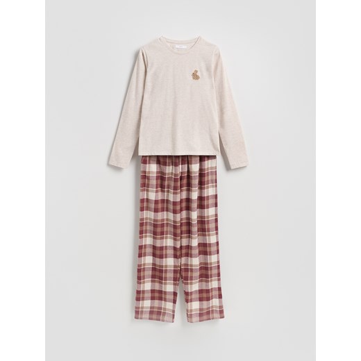 Reserved - Dwuczęściowa piżama z haftem - różowy ze sklepu Reserved w kategorii Piżamy damskie - zdjęcie 185929317