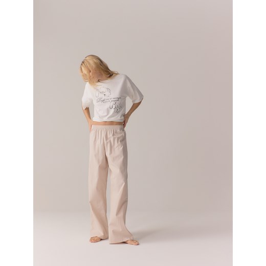 Reserved - Dwuczęściowa piżama z nadrukiem - brązowy Reserved XXL Reserved wyprzedaż