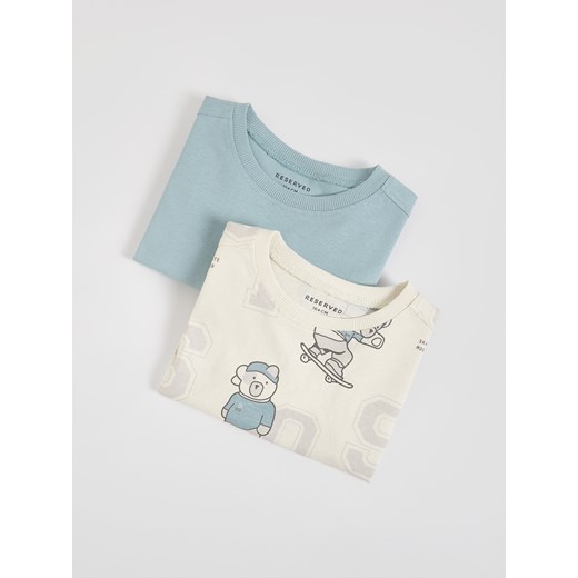 Reserved - Bawełniany longsleeve 2 pack - złamana biel Reserved 86 (12-18 m.) Reserved