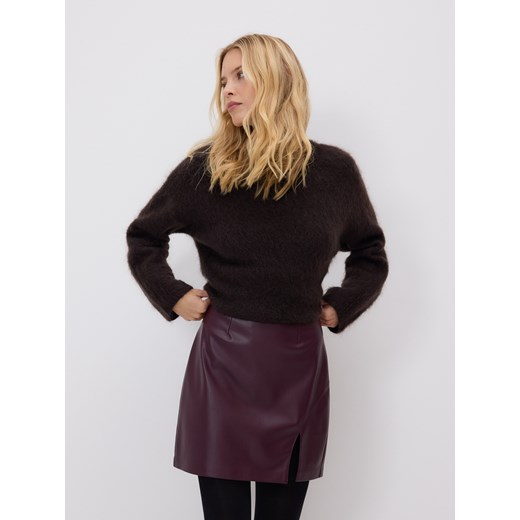 Reserved - Spódnica mini z imitacji skóry - bordowy ze sklepu Reserved w kategorii Spódnice - zdjęcie 185929428