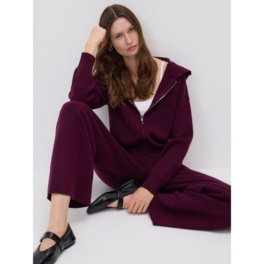 Reserved - Dzianinowe spodnie z wiskozą - ciemnofioletowy Reserved M Reserved