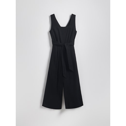 Reserved - Kombinezon z wiskozą i dodatkiem lnu - czarny ze sklepu Reserved w kategorii Kombinezony damskie - zdjęcie 185929867