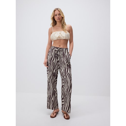 Reserved - Szerokie spodnie z wiskozy - wielobarwny ze sklepu Reserved w kategorii Spodnie damskie - zdjęcie 185929898