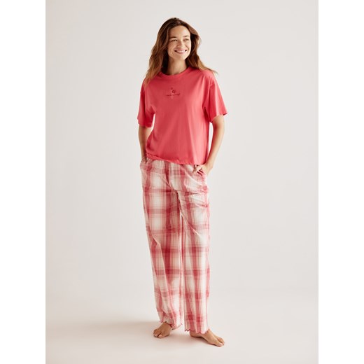 Reserved - Dwuczęściowa piżama z bawełny - czerwony ze sklepu Reserved w kategorii Piżamy damskie - zdjęcie 185929985