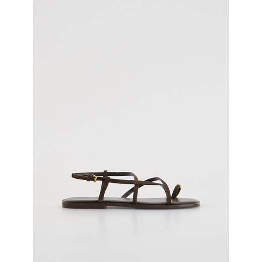 Reserved - Zamszowe sandały - ciemnobrązowy ze sklepu Reserved w kategorii Sandały damskie - zdjęcie 185930646