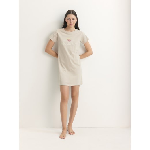 Reserved - Koszula nocna z nadrukiem - beżowy ze sklepu Reserved w kategorii Koszule nocne - zdjęcie 185930726